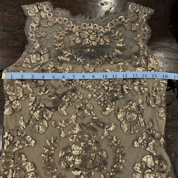 Tadashi Shoji Elegant Gold Sequin Lace Dress - Picture 10 of 10